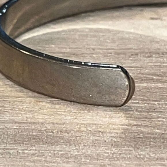 Vintage Ladies Solid Silver And Gold Tone Diamond Design Cuff Bracelet - Picture 5 of 6